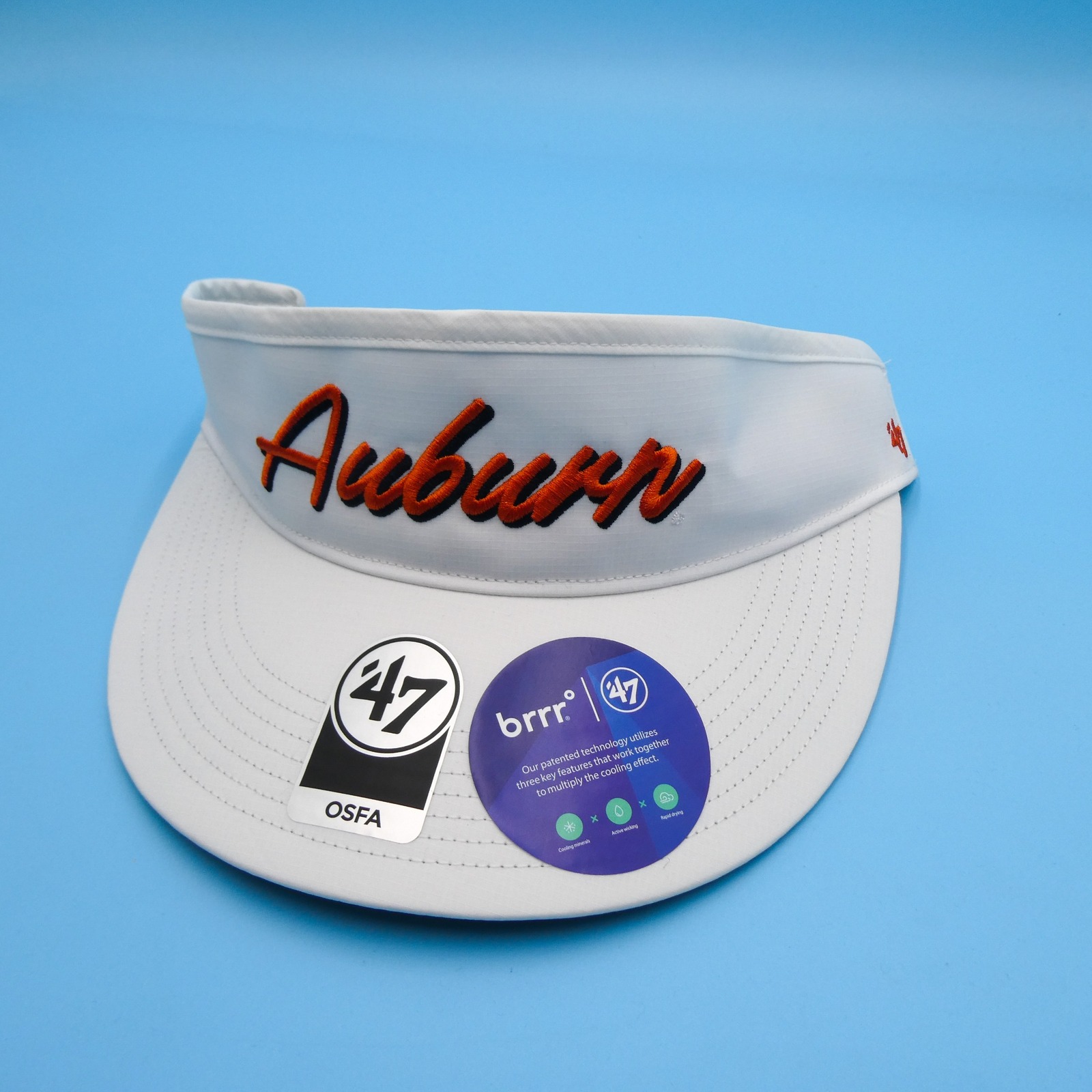 47 Brand Visor Mens One Size Auburn Tigers White Cooling Brrr Nylon Hat Golf